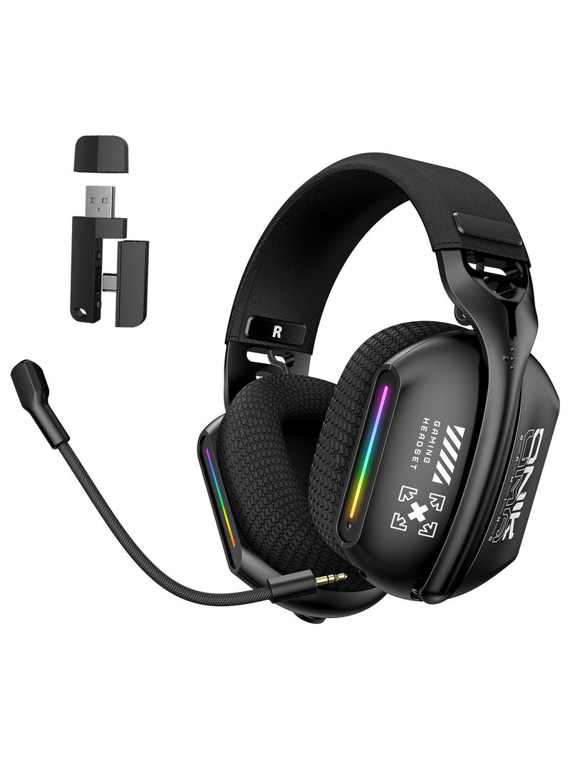 أونيكوما سماعة ألعاب GT808 ثلاثية الأوضاع مع إضاءة RGB وسماعة ألعاب لاسلكية مع خاصية إلغاء الضوضاء لـ PS5 PS4 PC Mac سماعات ألعاب مع ميكروفون - Image 1