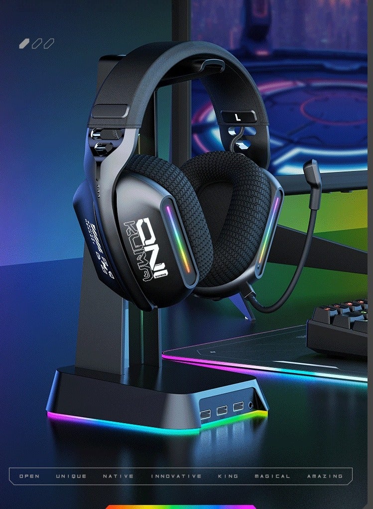 أونيكوما سماعة ألعاب GT808 ثلاثية الأوضاع مع إضاءة RGB وسماعة ألعاب لاسلكية مع خاصية إلغاء الضوضاء لـ PS5 PS4 PC Mac سماعات ألعاب مع ميكروفون - Image 2