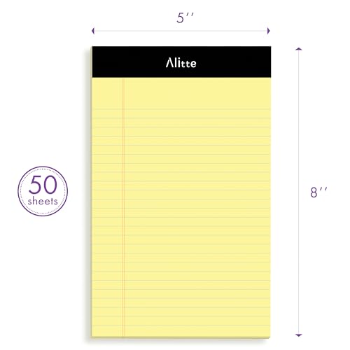Alitte Yellow Legal Notepads 5x8, Pack of 12 - Perforated Narrow Ruled Writing Pad - Premium Thick Paper, No Ink Bleeding - Blank Legal Pads For Home, Office, School, Business - 50 Sheets Per Notebook - Image 3