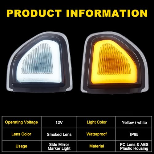 Jinfili Ram Mirror Lights Turn Signal White Daytime Running Light Assembly Switchback Smoked Lens Compatible With 20102021 Dodge Ram 150020102018 Dodge 2500 3500 - Image 3