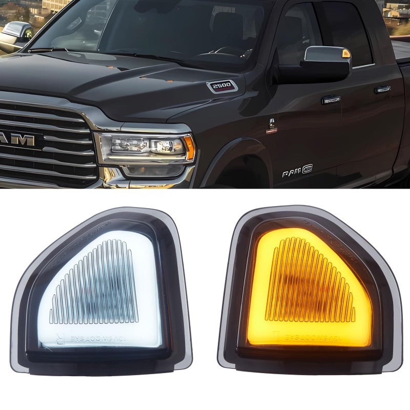 Jinfili Ram Mirror Lights Turn Signal White Daytime Running Light Assembly Switchback Smoked Lens Compatible With 20102021 Dodge Ram 150020102018 Dodge 2500 3500 - Image 2