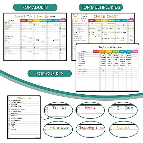 Clever Clean Magnetic Dry Erase Chore Chart - 14.5"x11" Chore Chart for Kids, Teens and Adults - 6.5"x8.5" List Board for Fridge - 6 Extra Fine Point Markers Included - Shipped Flat - Image 5