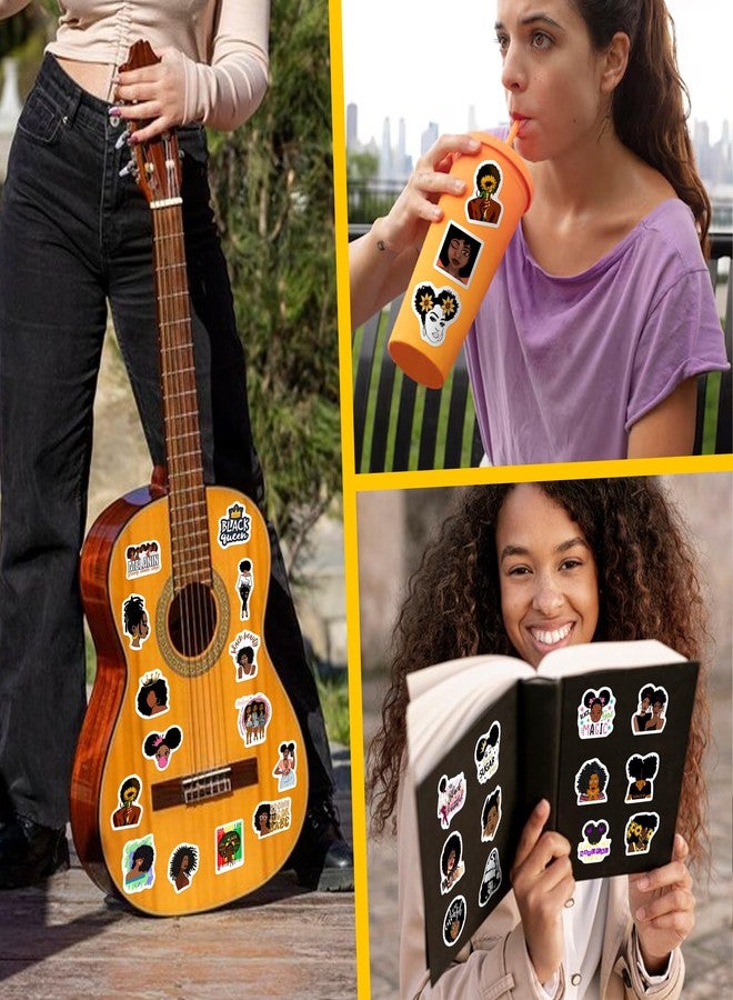 Robmoda 70 Pcs Black Girl Stickers for Water Bottle, Melanin Power Aesthetics Laptop Decals, Adults Teens Girls Women Waterproof Vinyl Phone Cases Skateboards Luggage Bicycles Guitars Decor - Image 2