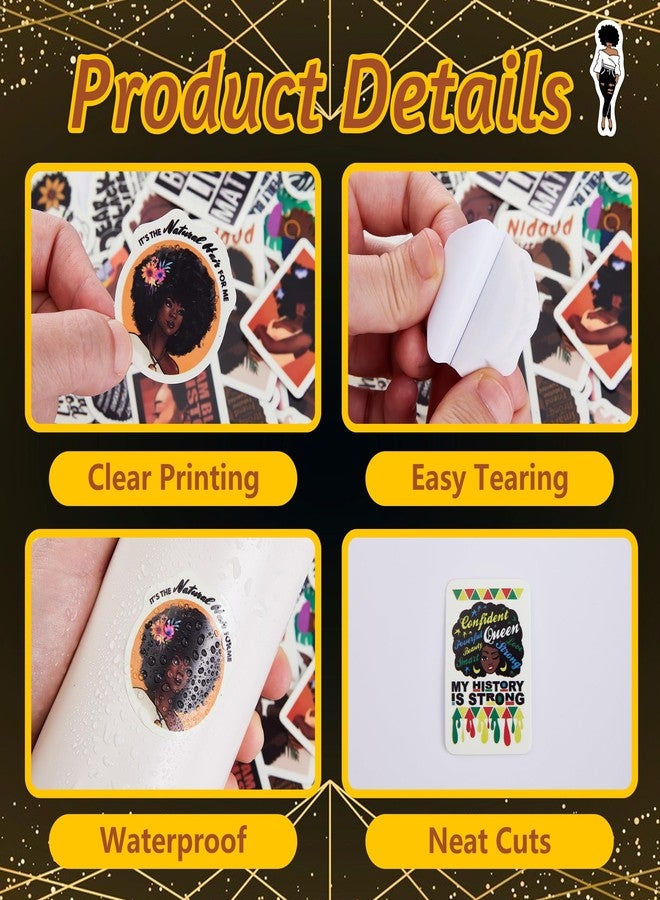 Robmoda 70 Pcs Black Girl Stickers for Water Bottle, Melanin Power Aesthetics Laptop Decals, Adults Teens Girls Women Waterproof Vinyl Phone Cases Skateboards Luggage Bicycles Guitars Decor - Image 3