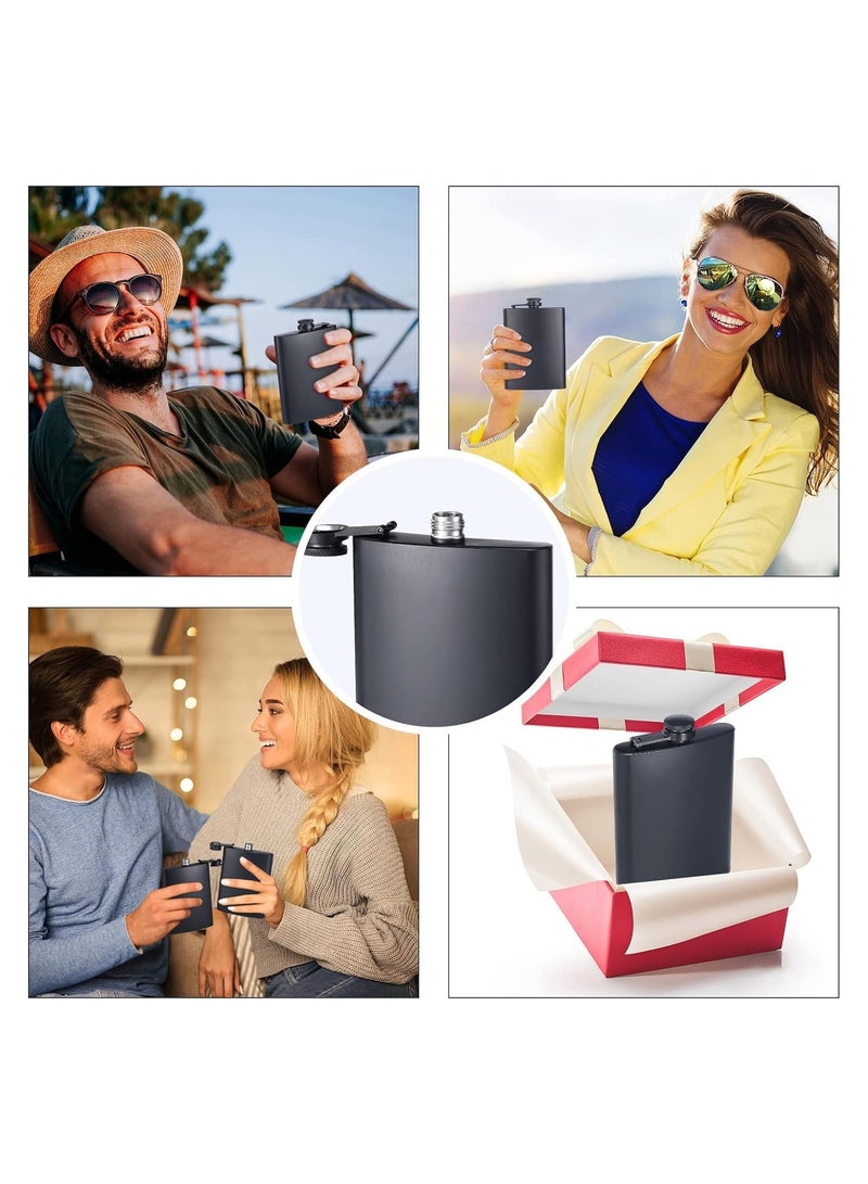 زجاجة فلاسكة مصنوعة من الفولاذ المقاوم للصدأ الأسود غير اللامع مع قمع مانع للتسرب، سعة 8 أوقيات، زجاجة شرب للتخييم، هدية مثالية للزفاف، وصيف ووصيفة العروس - Image 4