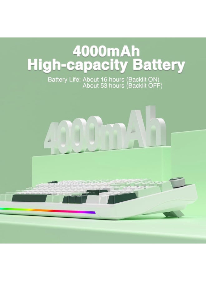 AULA لوحة مفاتيح ميكانيكية لاسلكية S98 Pro – شاشة ذكية ومقبض، ثلاثي الوضع بلوتوث 5.0/2.4G/USB-C، لوحة مفاتيح كريمية مضاءة بـ RGB، مفاتيح خطية مسبقة التشحيم للألعاب والمكتب - Image 2