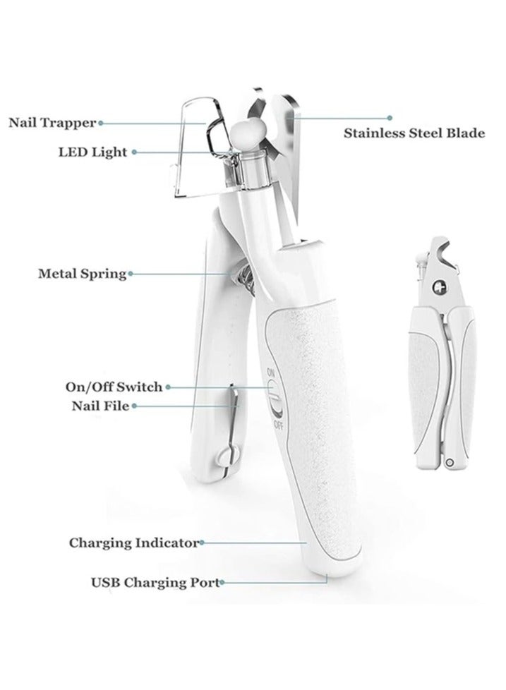 عام مقص أظافر للحيوانات الأليفة مع إضاءة، مقص أظافر أبيض، أدوات عناية بالحيوانات الأليفة، مقص للقطط والكلاب، مزيل أظافر ومبرد. - Image 2