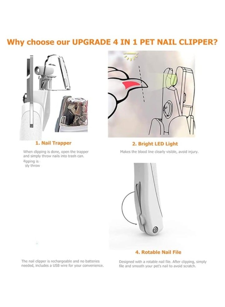 عام مقص أظافر للحيوانات الأليفة مع إضاءة، مقص أظافر أبيض، أدوات عناية بالحيوانات الأليفة، مقص للقطط والكلاب، مزيل أظافر ومبرد. - Image 3