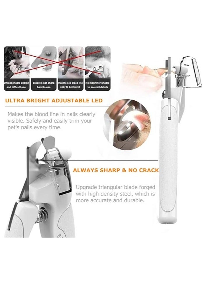 عام مقص أظافر للحيوانات الأليفة مع إضاءة، مقص أظافر أبيض، أدوات عناية بالحيوانات الأليفة، مقص للقطط والكلاب، مزيل أظافر ومبرد. - Image 4