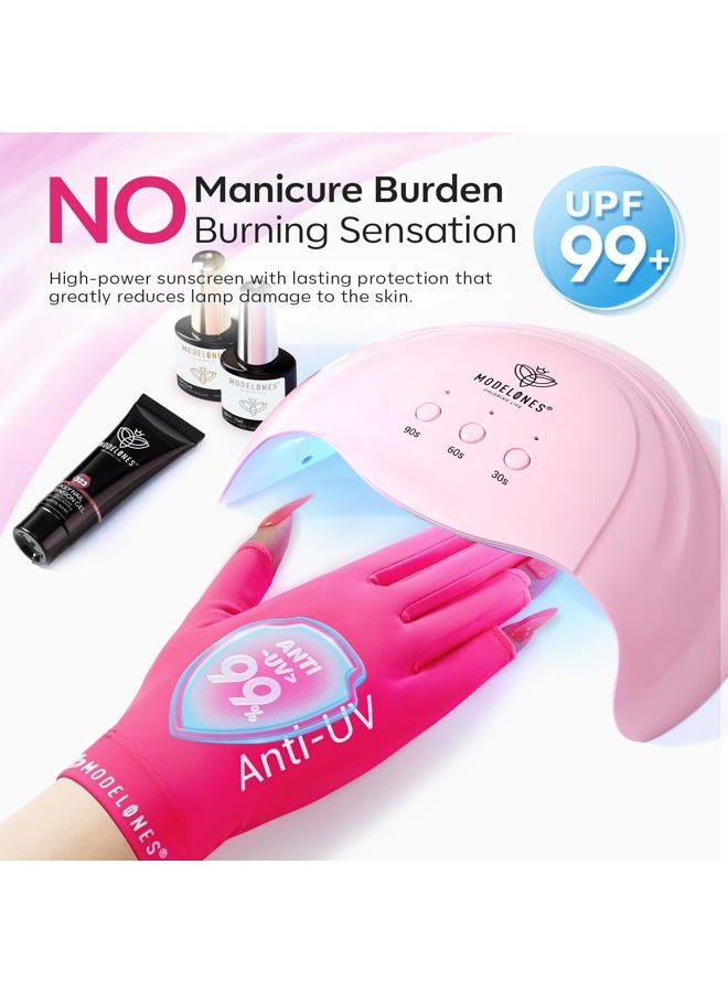 modelones Uv Gloves for Nails, Professional Upf99 Protection Gel Manicures, Fingerless Light - Image 4