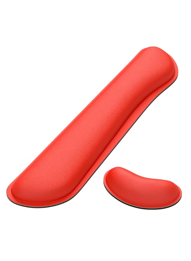 jaexest مجموعة وسادة معصي لوحة مفاتيح من الفوم الذكري المصممة ليراحة اليد، تصميم أحلي Cute، قاعدة غير انزلاقية، لعلاج الألم للعبة الكومبيوتر والمكتب والحاسوب اللابتوب (لون أحمر) - Image 1