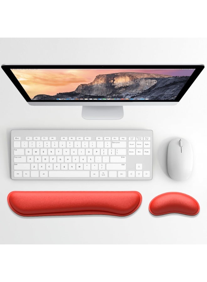 jaexest مجموعة وسادة معصي لوحة مفاتيح من الفوم الذكري المصممة ليراحة اليد، تصميم أحلي Cute، قاعدة غير انزلاقية، لعلاج الألم للعبة الكومبيوتر والمكتب والحاسوب اللابتوب (لون أحمر) - Image 2