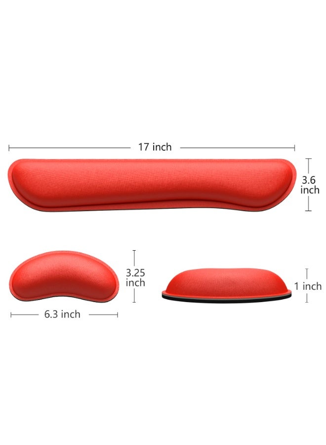 jaexest مجموعة وسادة معصي لوحة مفاتيح من الفوم الذكري المصممة ليراحة اليد، تصميم أحلي Cute، قاعدة غير انزلاقية، لعلاج الألم للعبة الكومبيوتر والمكتب والحاسوب اللابتوب (لون أحمر) - Image 5