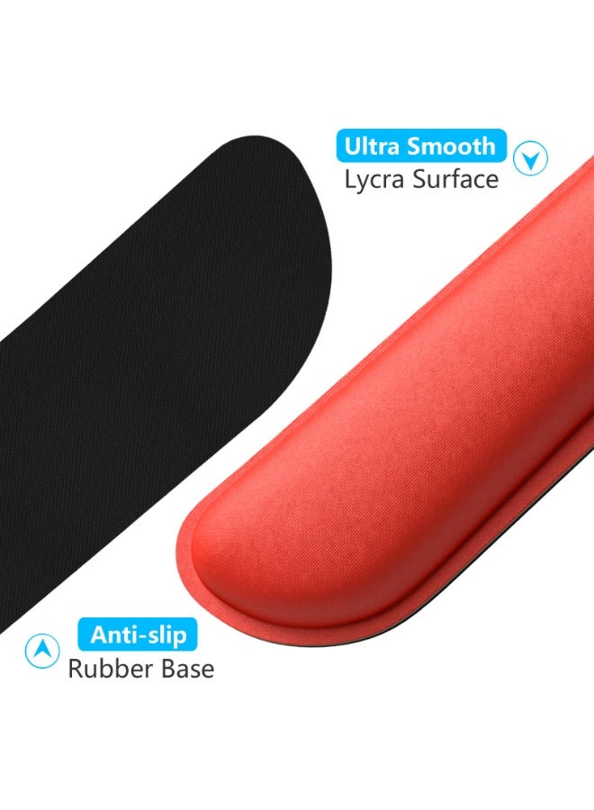 jaexest مجموعة وسادة معصي لوحة مفاتيح من الفوم الذكري المصممة ليراحة اليد، تصميم أحلي Cute، قاعدة غير انزلاقية، لعلاج الألم للعبة الكومبيوتر والمكتب والحاسوب اللابتوب (لون أحمر) - Image 4