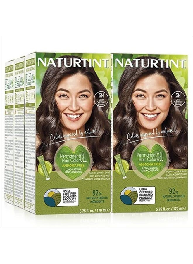 NATURTINT Permanent Hair Color 5N Light Chestnut Brown (Pack of 6), Ammonia Free, Vegan, Cruelty Free, up to 100% Gray Coverage, Long Lasting Results  - Image 1