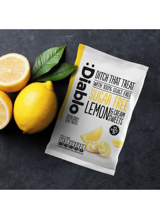 Diablo – Lemon & Cream Sweets | Sugar Free | Sweetened with Maltitol | Diabetic Friendly | Pack of 3 (75g Each) - Image 1