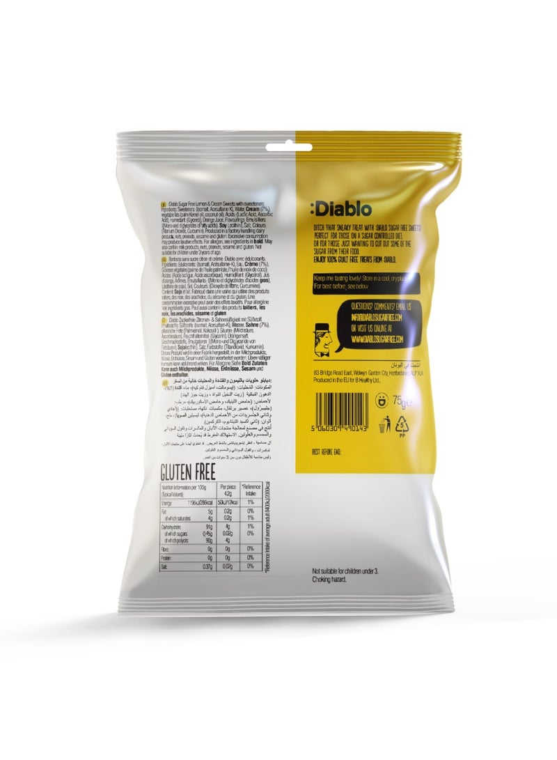 Diablo – Lemon & Cream Sweets | Sugar Free | Sweetened with Maltitol | Diabetic Friendly | Pack of 3 (75g Each) - Image 2