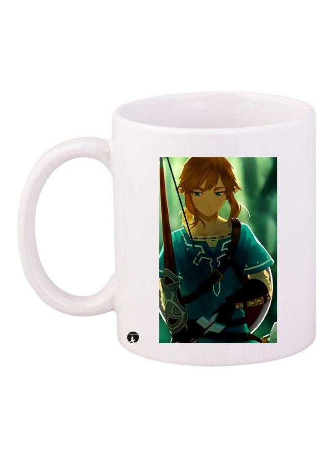 RYN Anime Printed Coffee Mug White/Blue/Green 11ounce