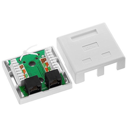 Cmple - 2 Port Cat5e Surface Mount Box, RJ45 Cat5 Dual Port Surface Mount Box for Ethernet Cables, Screws and Double-Side Tape Included, Easy Mount – White - Image 3