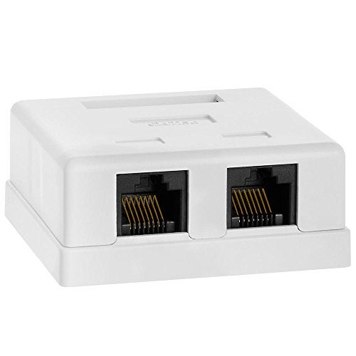Cmple - 2 Port Cat5e Surface Mount Box, RJ45 Cat5 Dual Port Surface Mount Box for Ethernet Cables, Screws and Double-Side Tape Included, Easy Mount – White - Image 5