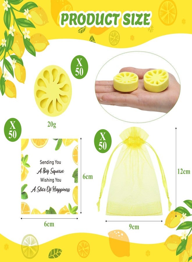 SiliFine 50 Set Lemon Soap Party Favors Bridal Shower Favors Lemon Shaped Soap Big Squeeze Wedding Gifts with Card and Yellow Bag for Bridal Party Baby Shower Decorations - Image 2