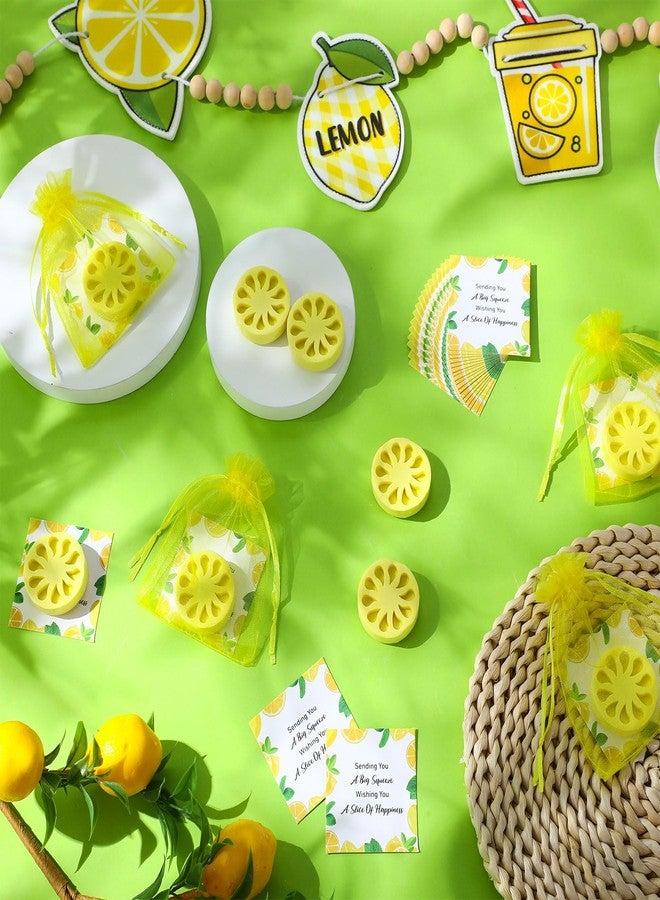 SiliFine 50 Set Lemon Soap Party Favors Bridal Shower Favors Lemon Shaped Soap Big Squeeze Wedding Gifts with Card and Yellow Bag for Bridal Party Baby Shower Decorations - Image 3