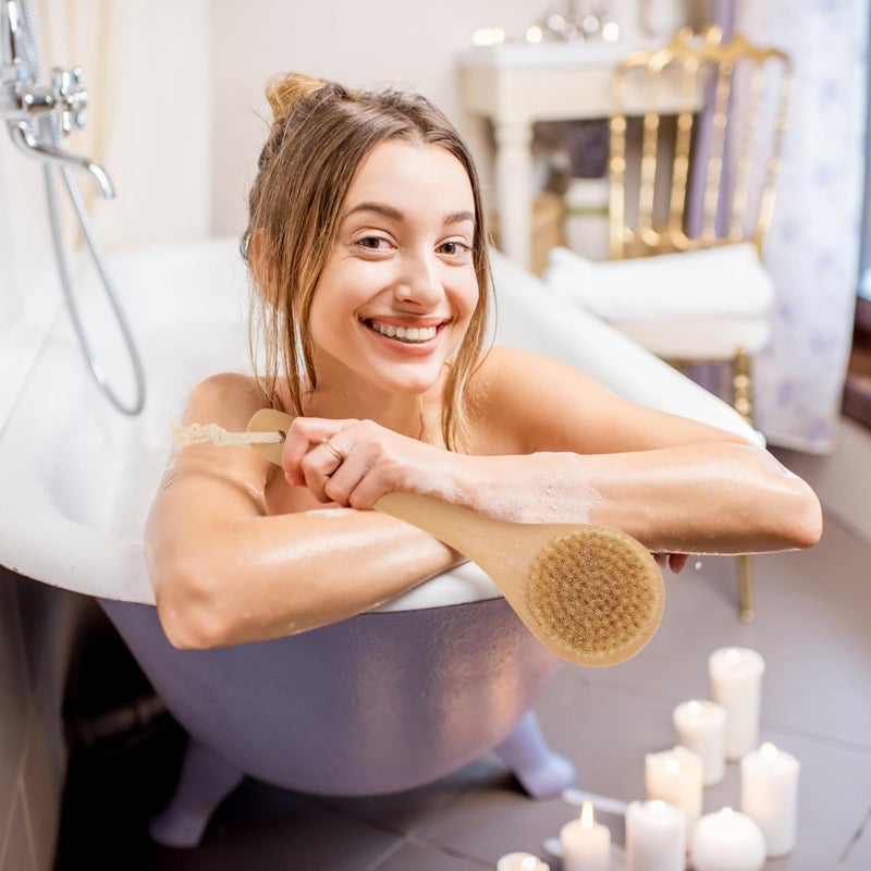 2pcs Maple Wood Bath Brush Set With Handles Exfoliating Body Scrubber - Image 4