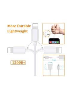 KASTWAVE Charger Extension Cable, for iPhone/iPad, Extender Dock Cable for Male to Female Cable Extension Adapter Pass Video, Data, Audio(6.6FT/1M*2 White)  - Image 3