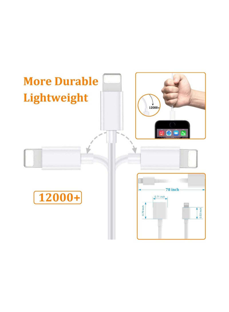 KASTWAVE Charger Extension Cable, for iPhone/iPad, Extender Dock Cable for Male to Female Cable Extension Adapter Pass Video, Data, Audio(6.6FT/1M*2 White)  - Image 3