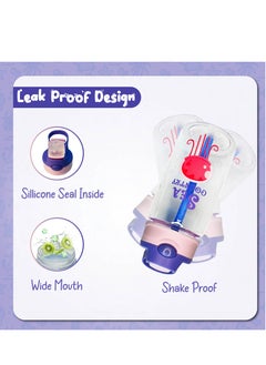 Sprinters Kids Water Bottle 14 OZ BPA-free Water Bottle For Kids With Straw Spill Kids Water Bottle for School, Travel & Picnic Reusable Baby Sipper, Toddler Cup Indoor-Outdoor Child (450 Ml, Purple)  - Image 4