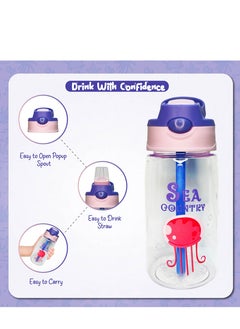 Sprinters Kids Water Bottle 14 OZ BPA-free Water Bottle For Kids With Straw Spill Kids Water Bottle for School, Travel & Picnic Reusable Baby Sipper, Toddler Cup Indoor-Outdoor Child (450 Ml, Purple)  - Image 3