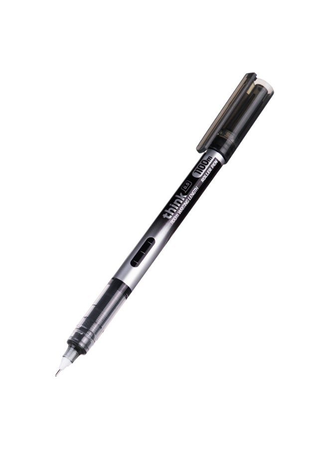 Deli EQ300-BK Roller Pen – 0.5mm Needle Tip, 1100m Writing Length, Ink Indicator, Smooth & Non-Toxic Black Ink. - Image 3