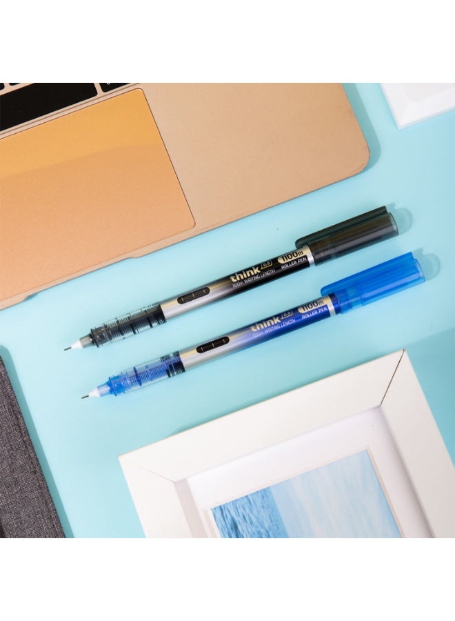 Deli EQ300-BK Roller Pen – 0.5mm Needle Tip, 1100m Writing Length, Ink Indicator, Smooth & Non-Toxic Black Ink. - Image 5