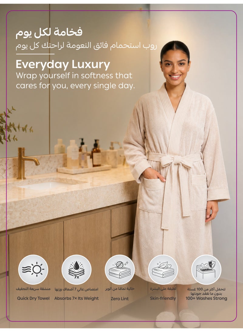 Donetella Bathrobe for Men & Women XL Size - Kimono Collar, Highly Absorbent, Quick Dry, Soft Spa Robe with Belt & Pockets - Microfiber 330 GSM, Everyday Use - Image 3