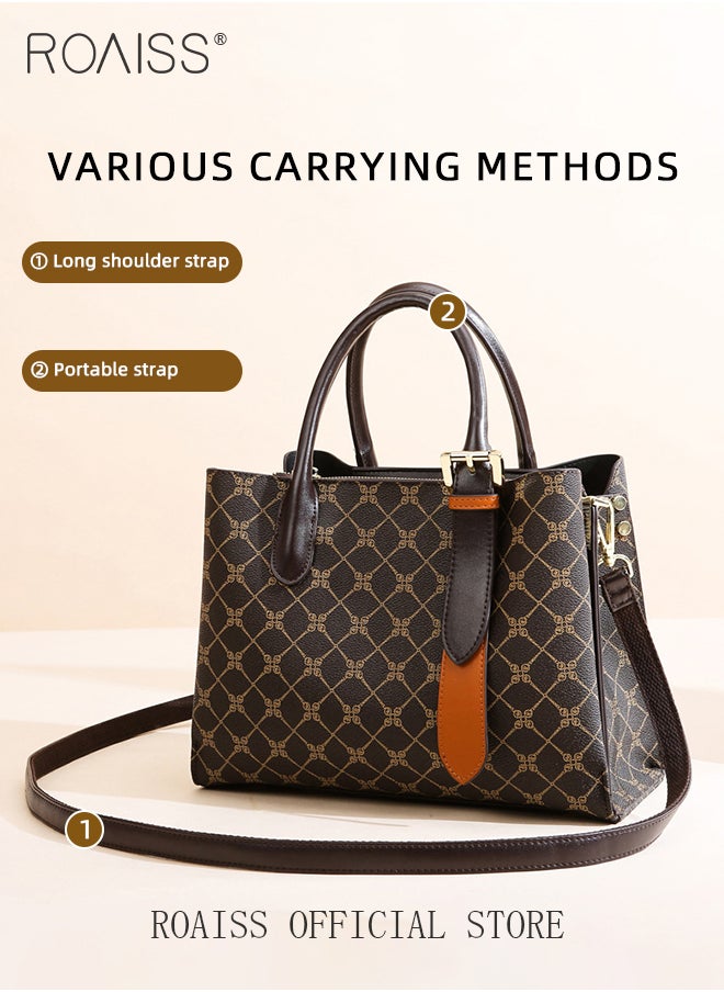 Premium Checkered Pattern Handbag for Women PVC Wear Resistant Large Capacity Casual Commuting Tote Bag Retro Fashion Shoulder Crossbody Bag with Multiple Compartments and Exquisite Hardware - pzsku/Z4C1AF334E22B25DBA1DBZ/45/_/1729310121/61655628-2139-46fc-bc09-be01499c169d