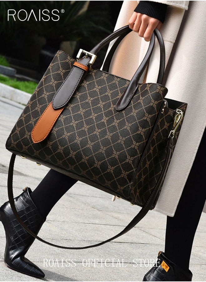 Premium Checkered Pattern Handbag for Women PVC Wear Resistant Large Capacity Casual Commuting Tote Bag Retro Fashion Shoulder Crossbody Bag with Multiple Compartments and Exquisite Hardware - pzsku/Z4C1AF334E22B25DBA1DBZ/45/_/1729505089/2d9636f9-59e7-43bf-96b0-5a813ab689ef