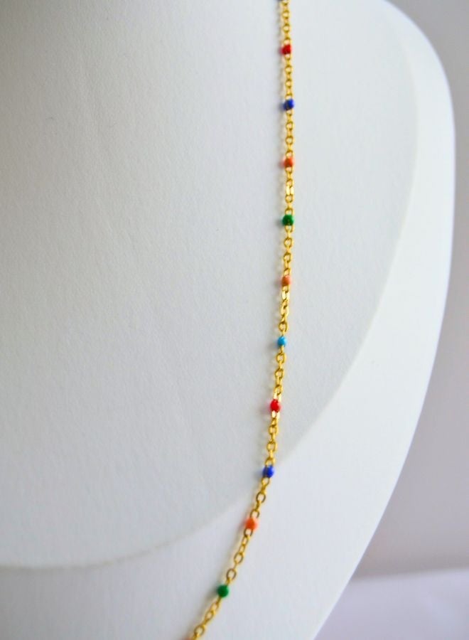 Andaazs Women’s Olea Multicolor Beaded Necklace in 18K Gold Plated Chain - Image 3