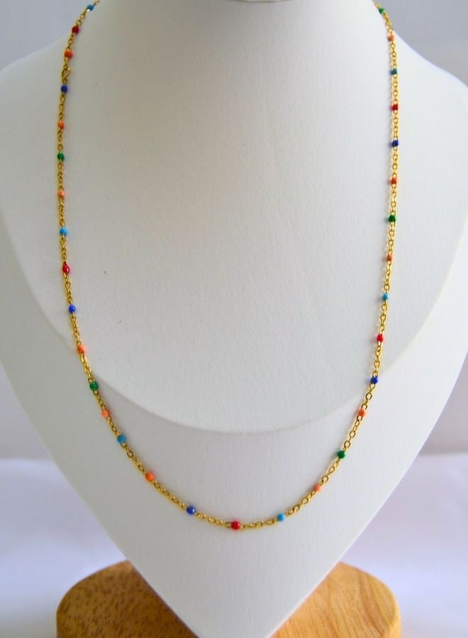 Andaazs Women’s Olea Multicolor Beaded Necklace in 18K Gold Plated Chain - Image 2