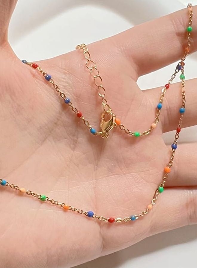 Andaazs Women’s Olea Multicolor Beaded Necklace in 18K Gold Plated Chain - Image 4