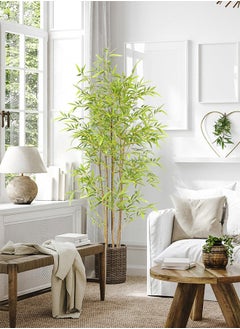 بريناوكي شجرة الخيزران الاصطناعية 120 سم، Faux Plant 7 Trunks الخيزران، النبات الاصطناعي شجرة الخيزران المزيفة 1.2m for Home Office Indoor Outdoor ديكور  - Image 3