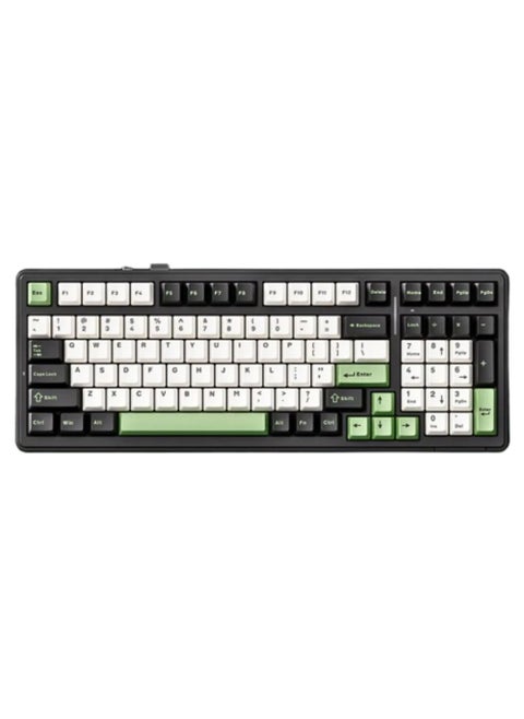 AULA F99 Customized Mechanical Keyboard 99 keys The 3 Mode Hot-swap Gasket Structure 8000mAh Battery (Black+Green)