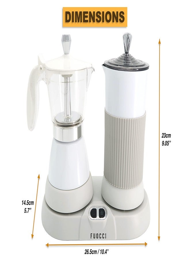 FUOCCI Electric Moka Pot with Milk Frother - 3-Cup (150 ml) Modern Espresso Maker for Coffee, Cappuccino, Latte, Mocha & Cuban, White - Image 5