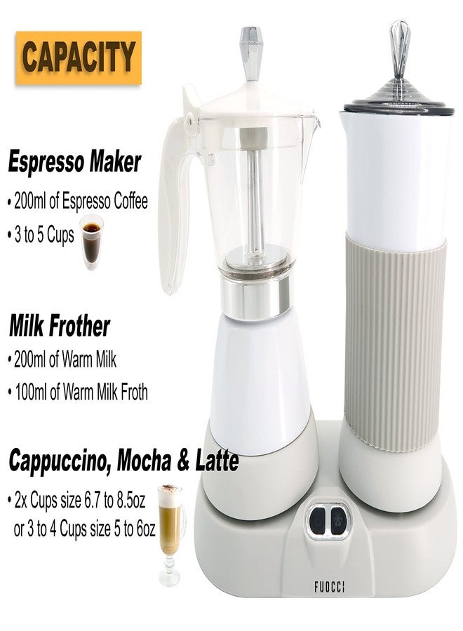 FUOCCI Electric Moka Pot with Milk Frother - 3-Cup (150 ml) Modern Espresso Maker for Coffee, Cappuccino, Latte, Mocha & Cuban, White - Image 2