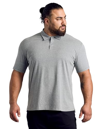 True Classic Polo Shirts for Men – Mens Polo Shirts Short Sleeve Cotton, Personalized Custom Cut, Pack of 1, Heather Gray, L - Image 1