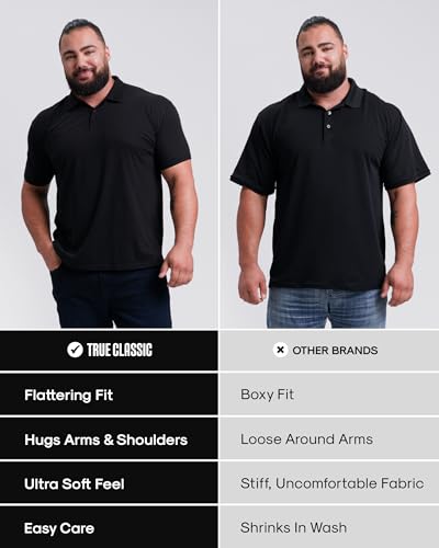 True Classic Polo Shirts for Men – Mens Polo Shirts Short Sleeve Cotton, Personalized Custom Cut, Pack of 1, Heather Gray, L - Image 4