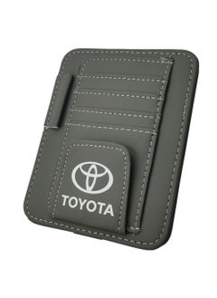 TOYOTA Car Sun Visor Organizer PU Leather Ticket Holder Clip Car Glasses Holder Clip Car Card Wallet for TOYOTA GRAY  - Image 1