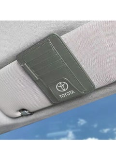 TOYOTA Car Sun Visor Organizer PU Leather Ticket Holder Clip Car Glasses Holder Clip Car Card Wallet for TOYOTA GRAY  - Image 2