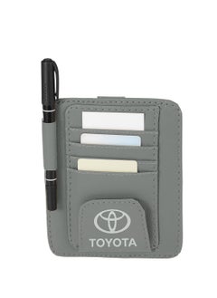 TOYOTA Car Sun Visor Organizer PU Leather Ticket Holder Clip Car Glasses Holder Clip Car Card Wallet for TOYOTA GRAY  - Image 4