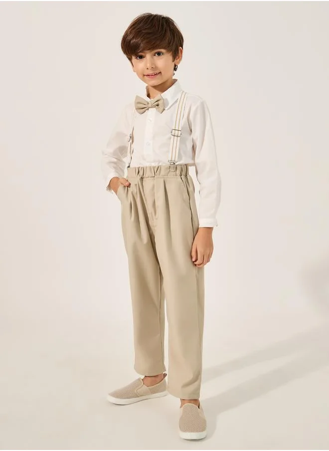 Styli Styli Collared Shirt with Pant, Bow and Suspender