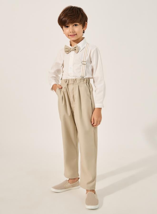 Styli Styli Collared Shirt with Pant, Bow and Suspender - Image 1